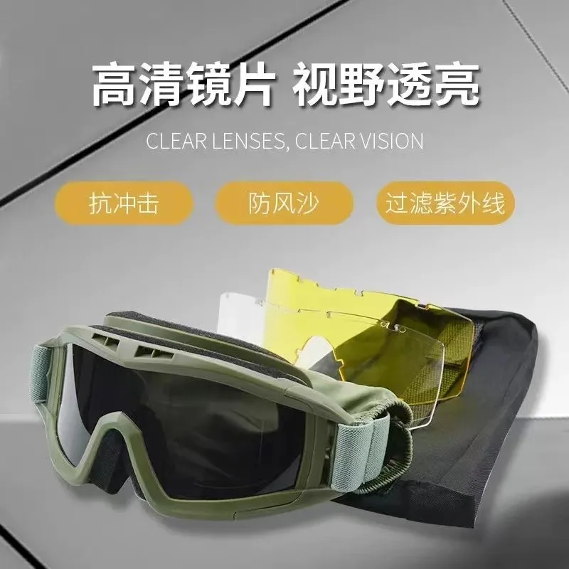 

New Tactical Goggles for Shooting Riding, Windproof Dustproof UV400 Protection, Military Desert Locust Safety Glasses Anti-Fog