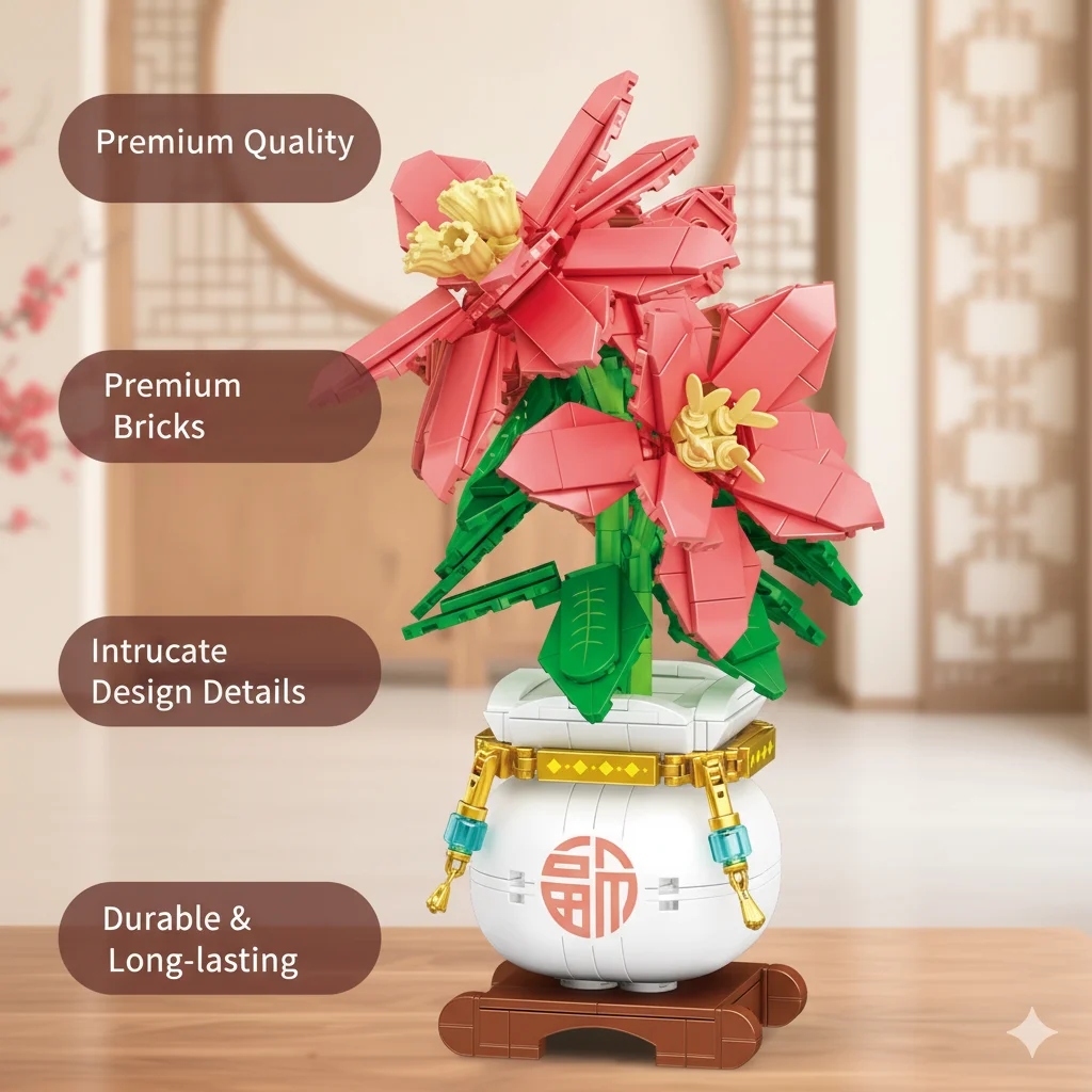 Fai da te creativo decorazione della casa fiori artificiali blocchi di costruzione pianta in miniatura bonsai set di mattoni amico di capodanno regali per adulti