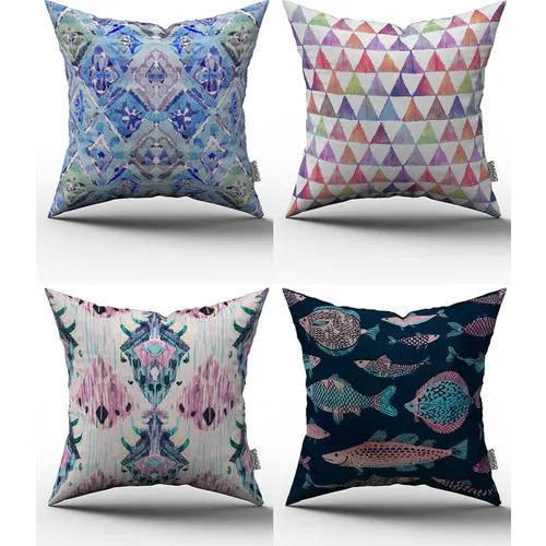 068 Digital Printed Pillow Decorative Fish sea Set of 4 Digital Printed Cushions. 43x43 cm. Home, office use and gift.