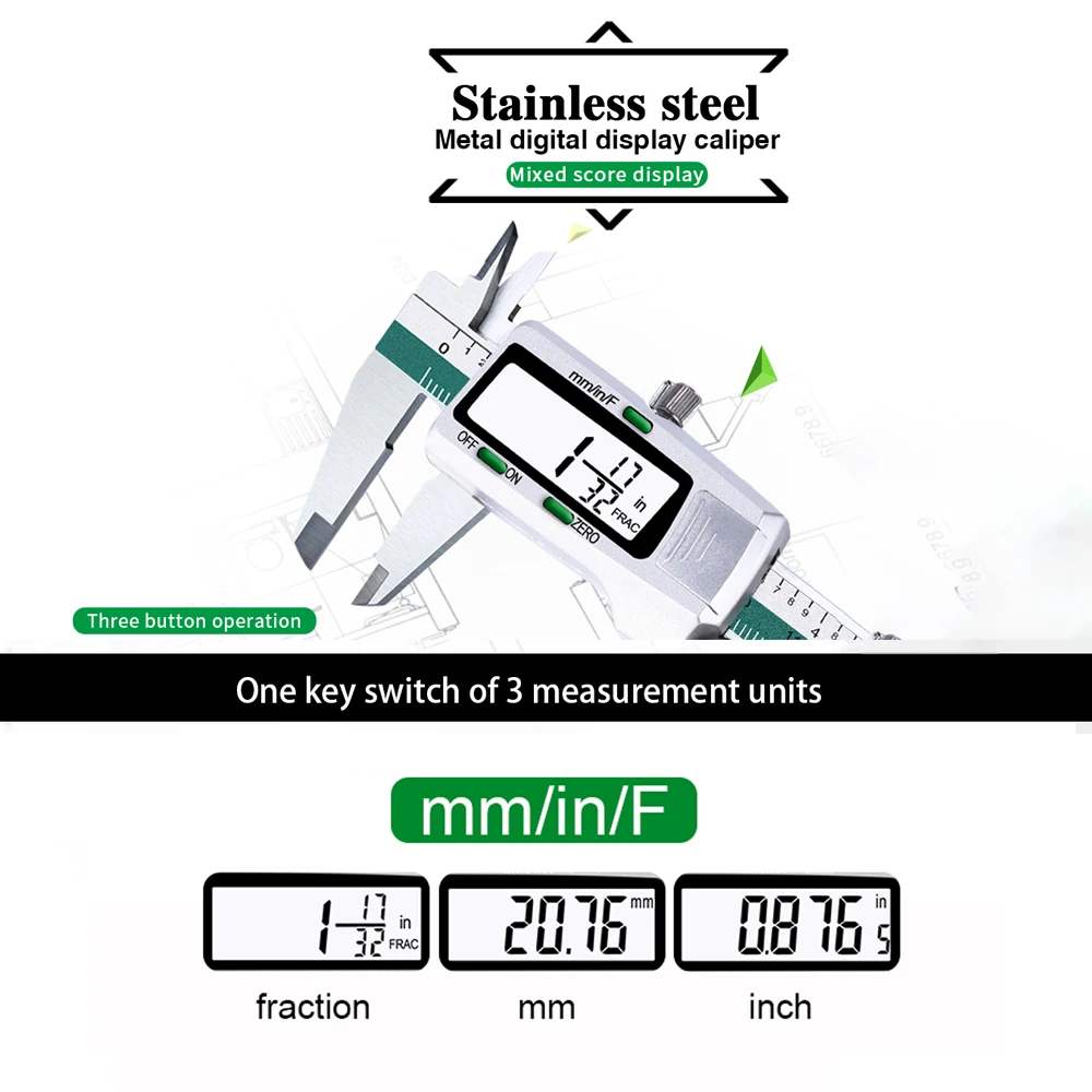 Stainless Steel High Accuracy Electronic LCD Digital Display Slide Caliper Vernier Ruler with Measuring Range of 0-150mm