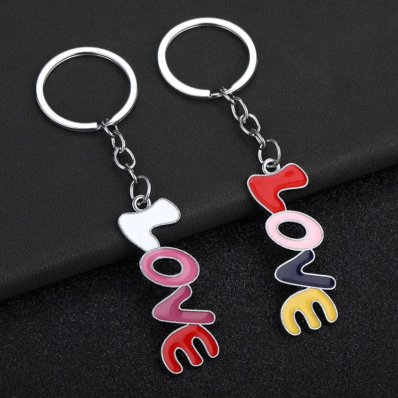 

Stylish LOVE Letter Keychain Motorcycle Accessories Unisex Metal Pendant Backpack Car Key Hang Decoration Valentine Day Gifts