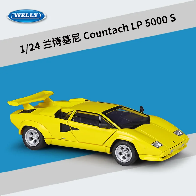 Welly 1:24 Lamborghini Countach LP5000s 합금 스포츠카 모델 다이캐스트 금속 자동차 차량 모델 어린이 장난감 선물 H25L26
