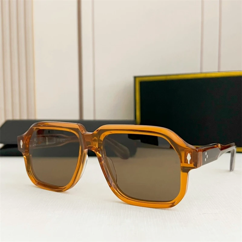 Sun Glasses   Retro Acetate Square Sunglasses for Man and Women Luxury Brand CHALLENGER Shades with Original Case