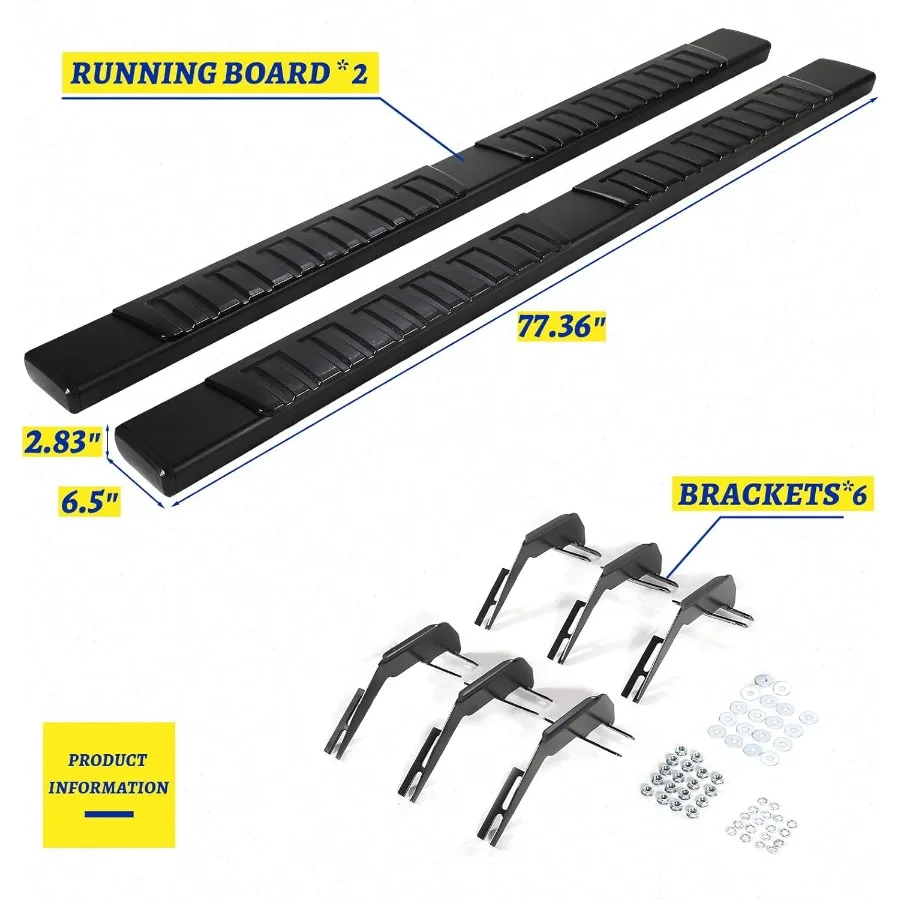 6.5 Treeplanken voor Ford F150 2015-2024 Super Cab Zijstappen met Zwarte Aluminium Nerf Bars Duurzaam Paar Running Boa