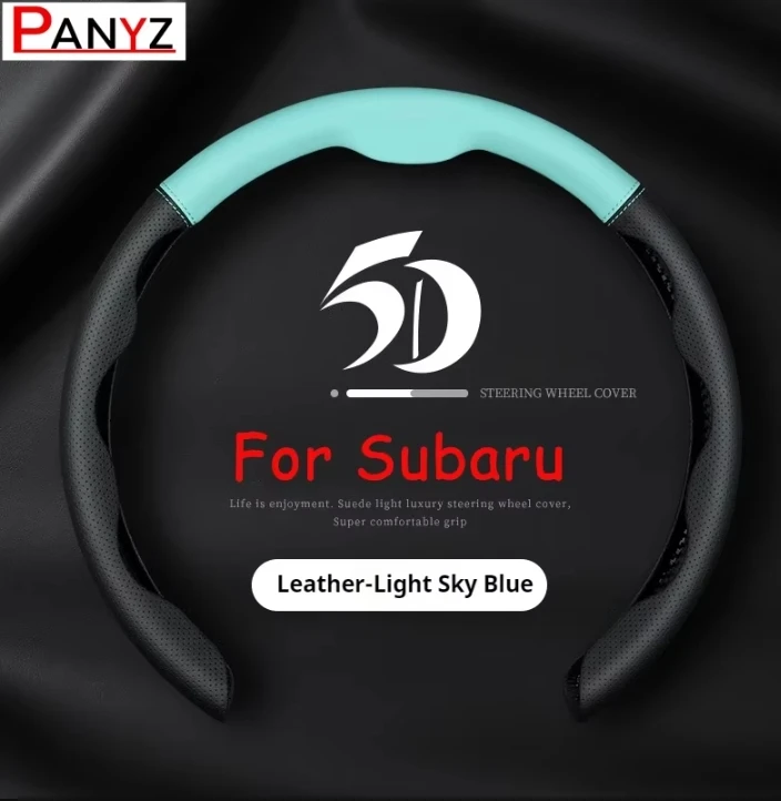 Genuine Leather Car Steering Wheel Cover Ultra-thin Breathable 38cm For Subaru BRZ XV Forester Legacy Outback Car Accessories