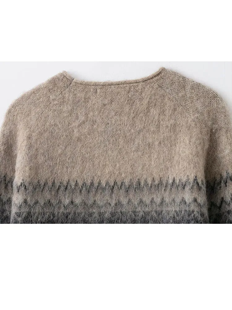 

HH женский зимний модный жаккардовый свитер с круглым вырезом и резиновым эффектом, женский уличный повседневный теплый пуловер с длинными рукавами, топ Mujer