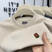 High-end brand men's round neck seamless short sleeved top summer fashion embroidery badge original Korean style loose T-shirt
