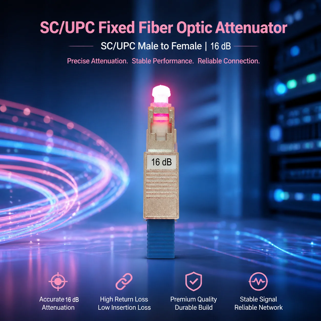 SC/UPC Male-Female Adapter Connector Fiber Optic Attenuator,1-20dB Fixed Optical Attenuator, Single Mode , High Power Tolerance