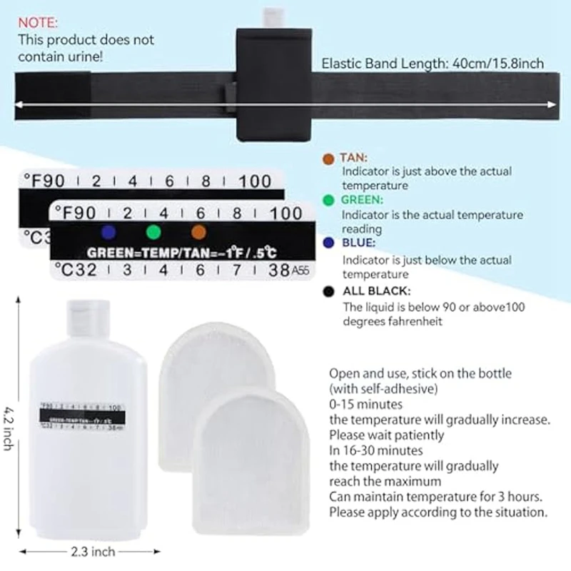 16Pcs Urine Test Complete Kit Includes 2 Empty Bottles,10 Adhesive Temperature Test Strips And Insulation Bag