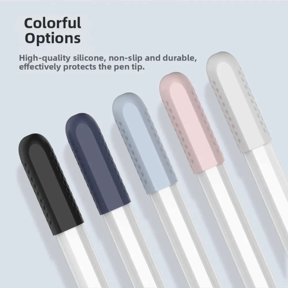 Soft Silicone Stylus Tip Protector Grip Texture Hollow Sleeve Nib Cover Protective Fit Rounded Top for Apple Pencil Universal