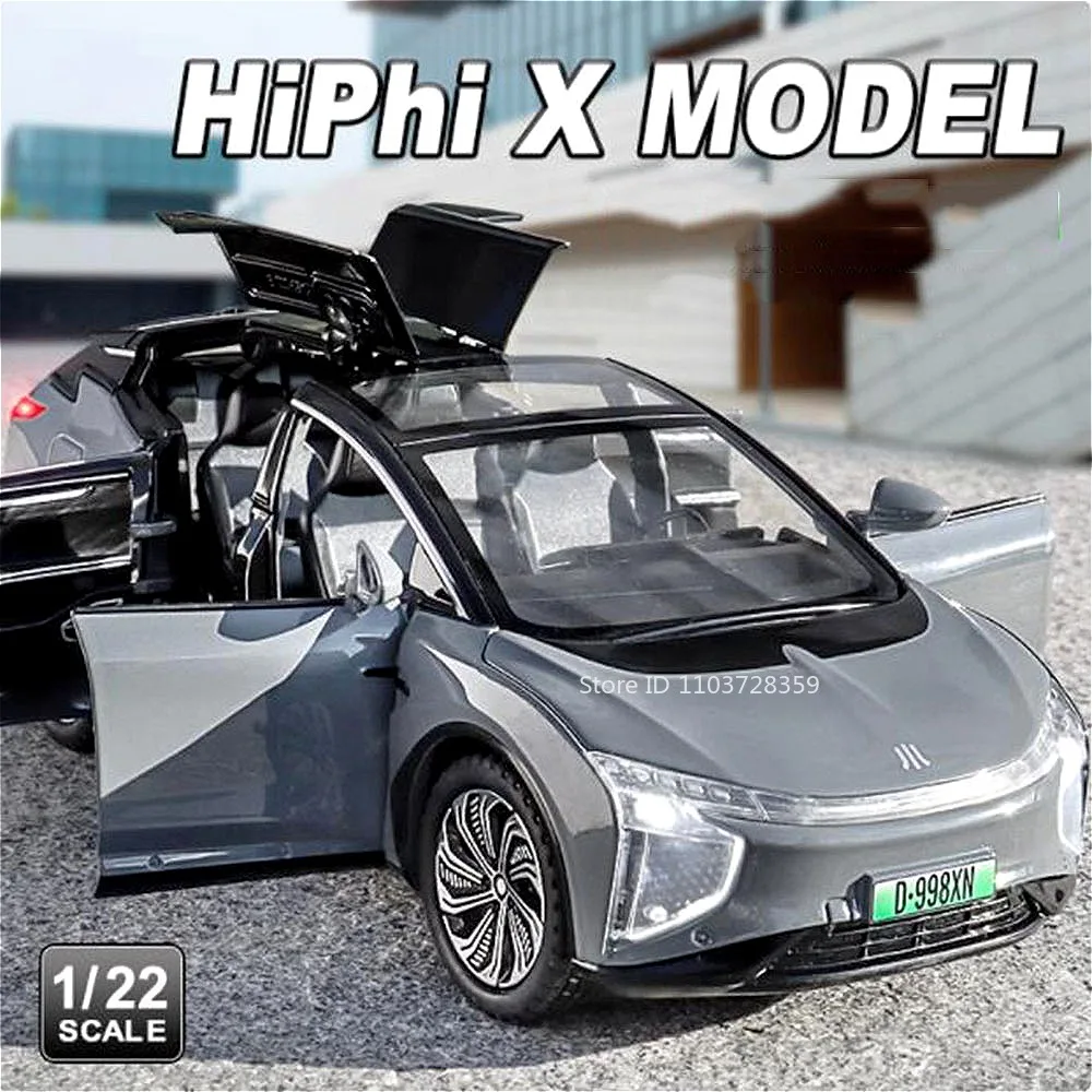 1:22 Schaal HiPhi X RAV4 Auto Speelgoed Modellen Metal Diecast Geluid Licht Trek Deuren Geopend Simulatie Voertuig Speelgoed voor Kinderen Geschenken