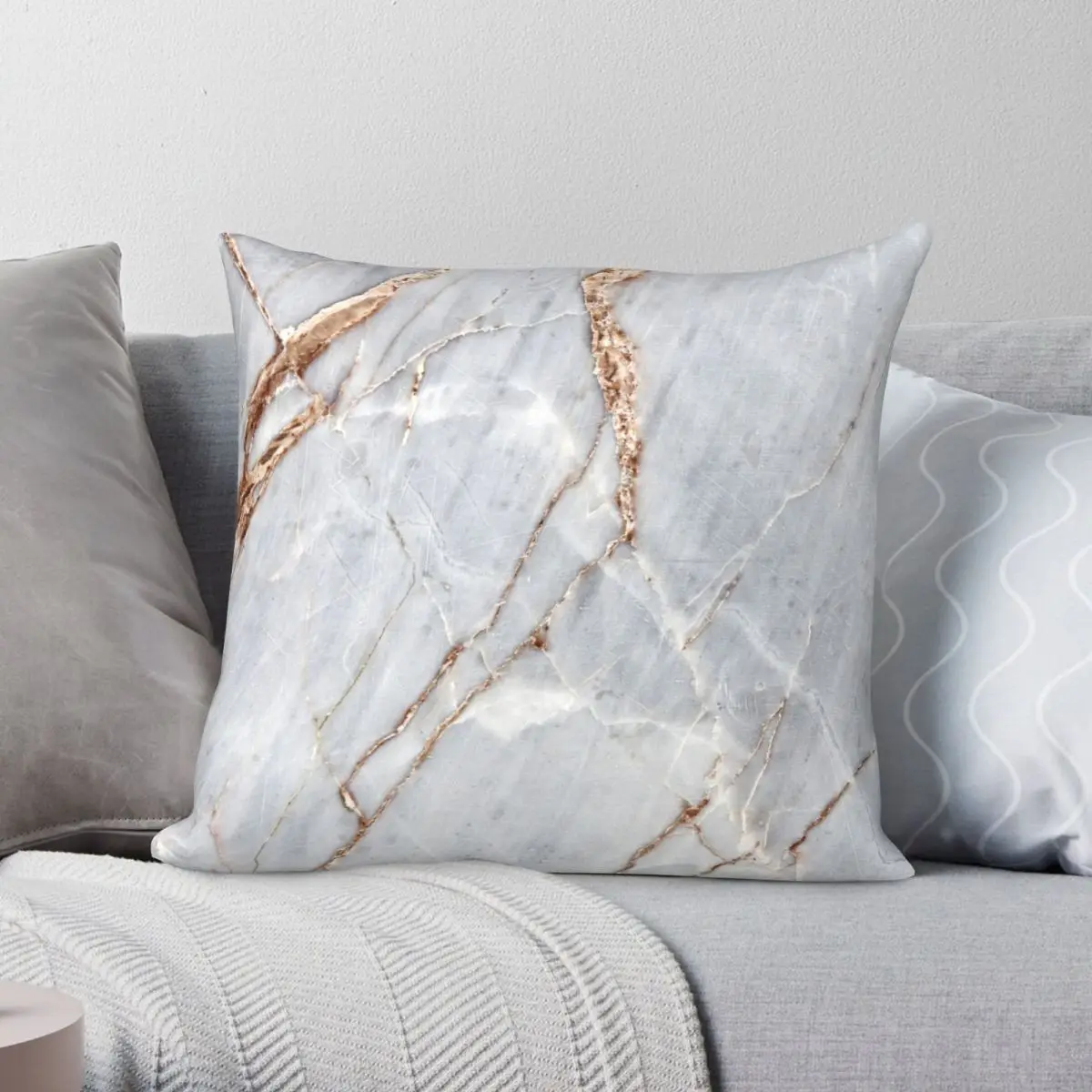 

Luxury Marble Square Pillowcase Polyester Linen Velvet Printed Zip Decor Sofa Cushion Cover 18"