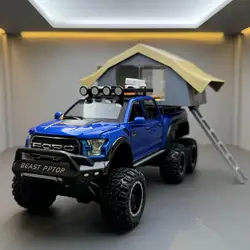 1:24 Ford Raptor F150 Camping RV Off Road Pickup Truck lega metallo Diecast Model Car Sound & Light Series giocattoli regali per bambini