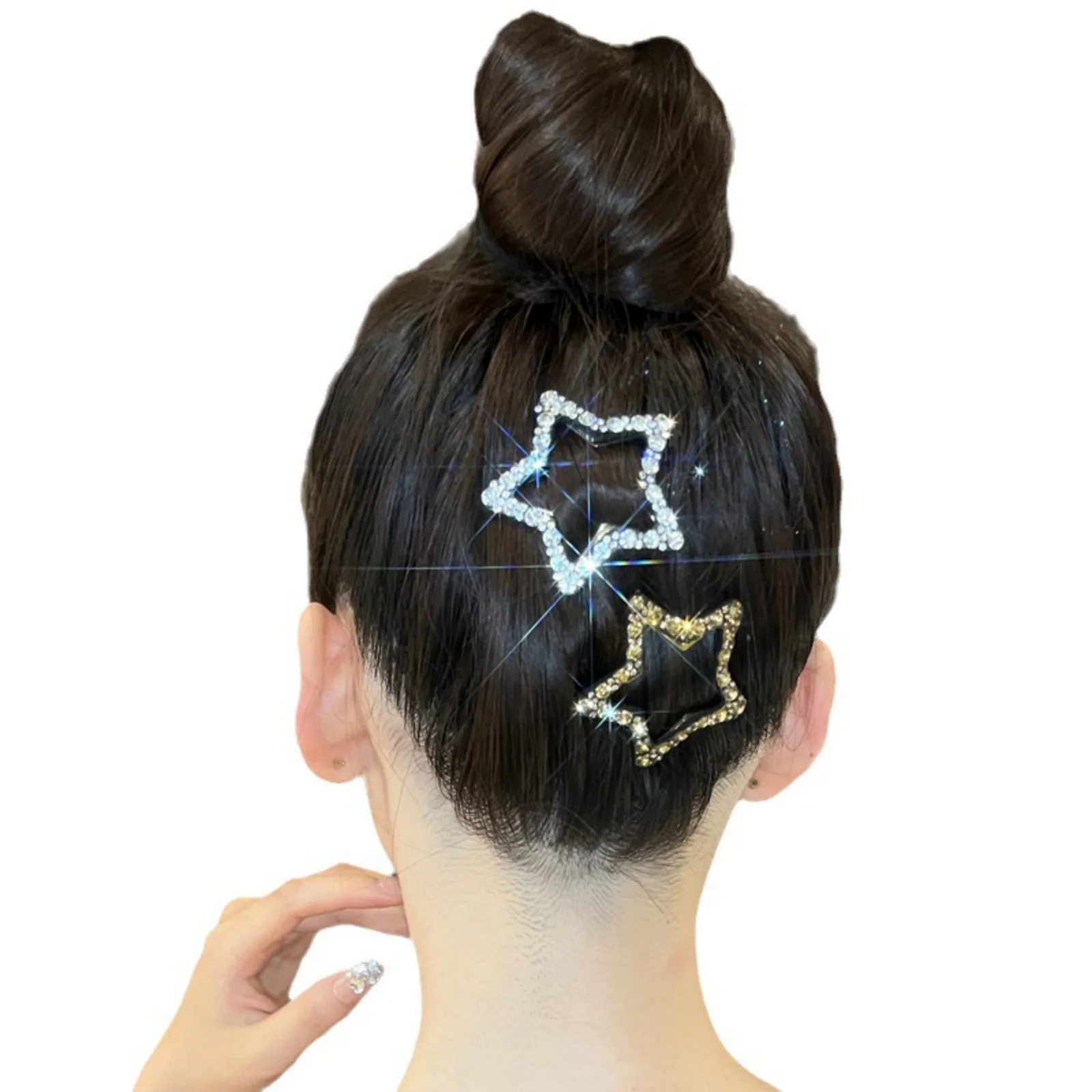 1/4 Stück Strass-Stern-Haarspangen für Damen: Stilvoller Haarschmuck zur Verbesserung Ihrer Hochsteckfrisur, ideal für Partys und die tägliche Aussehen – Detail 9