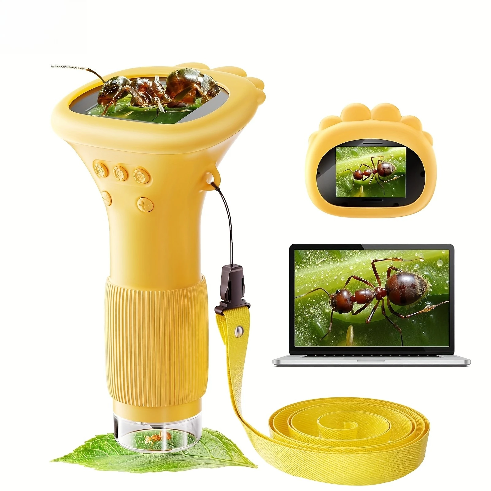 Kids Outdoor Microscope - Детский цифровой микроскоп, 2-дюймовый IPS-экран, 1000-кратное