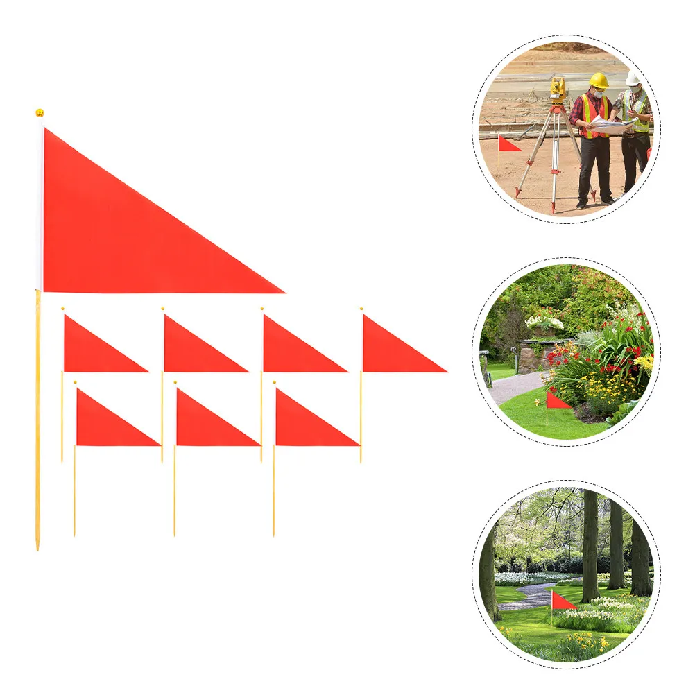 

8Pcs Marking Flags Bright Colored Triangular Garden Irrigation Yard Sprinkler Lawn Marker Flags for Construction Landscaping