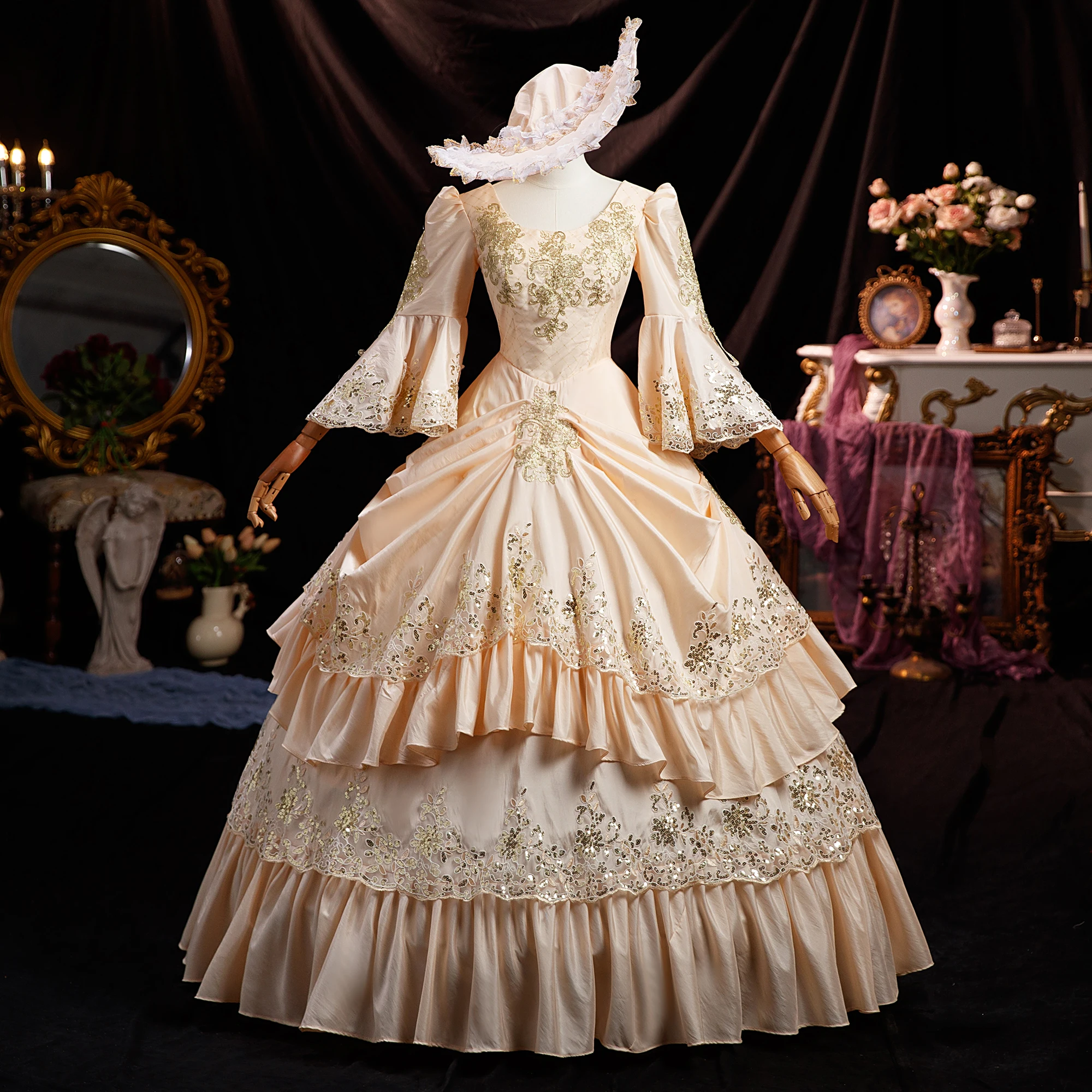 

Georgian Satin Marie Antoinette Ball Gown Adult Victorian Party Dress for women
