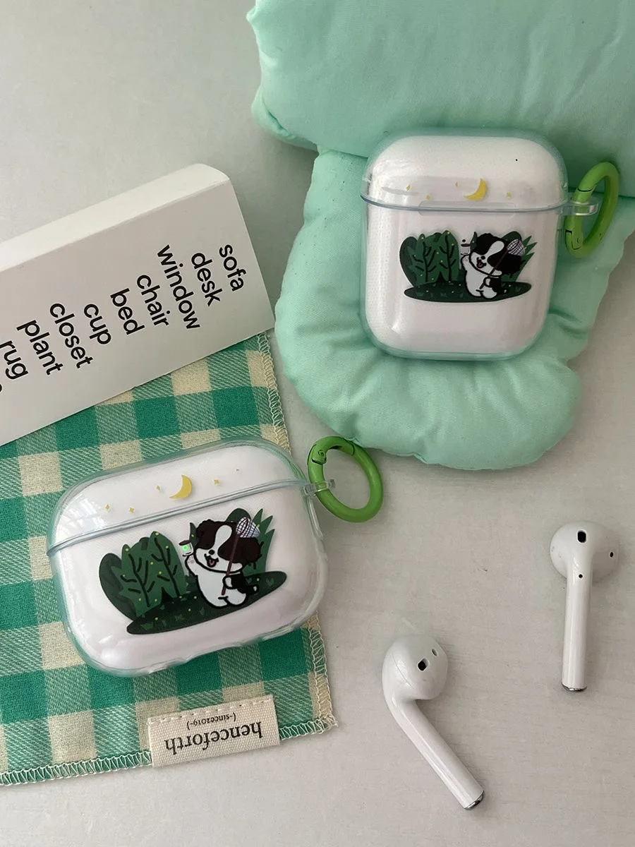 

Cartoon Firefly Cute Dog Airpod Case for AirPods 1 2 3 Pro 2 Airpods Pro Case Silicone TPU Cover With Keychain Pendant funda