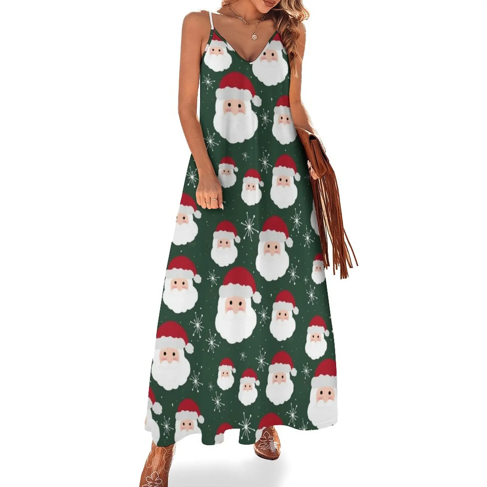 

Santa & Snowflakes Sleeveless Dress loose women's dress Beachwear