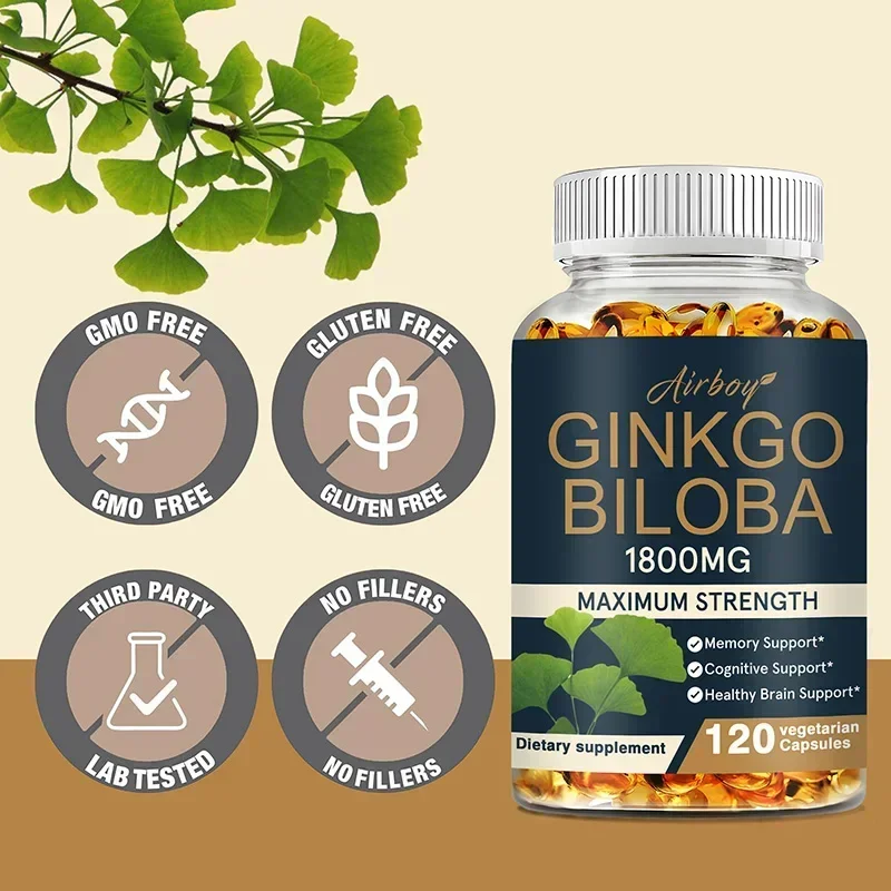 

Ginkgo Biloba Supplement - Memory and Learning, Promotes Brain Health, Improves Clarity, Improves Concentration