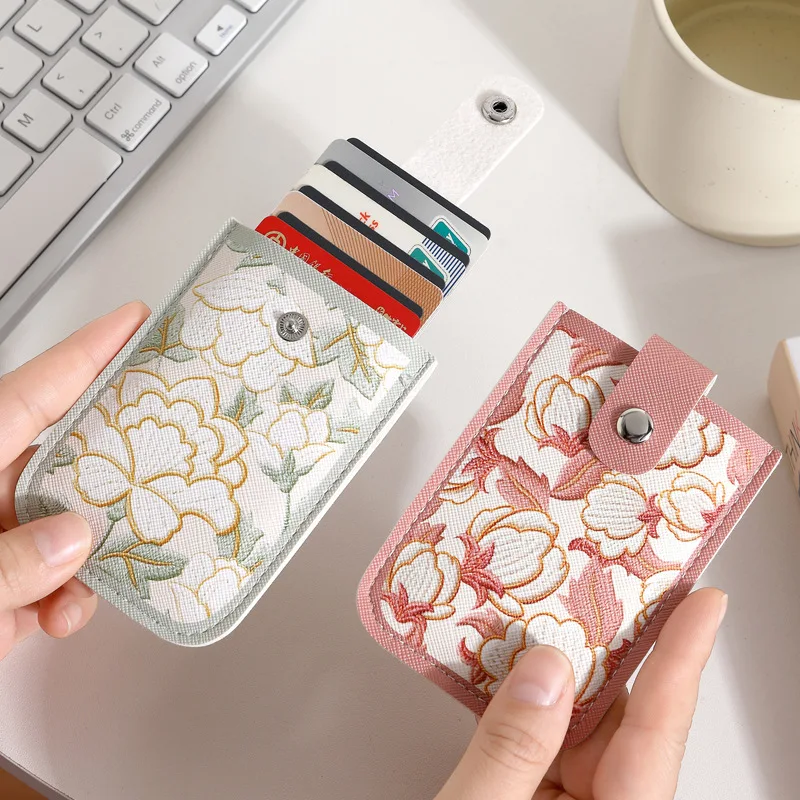 Large Capacity ID Pull Out Card Holder Cover Creative Card Sleeve Multi Storage Slim Thin Card Case for Women