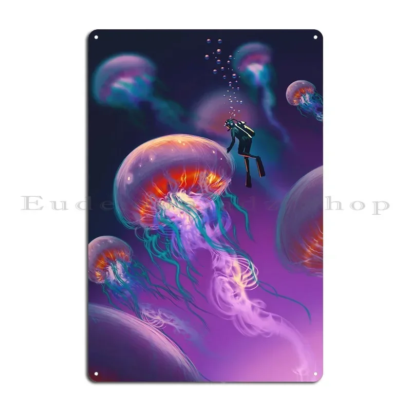Giant Jelly Fish Metal Plaque Painting Printed Club Bar Cinema Club Tin Sign Poster