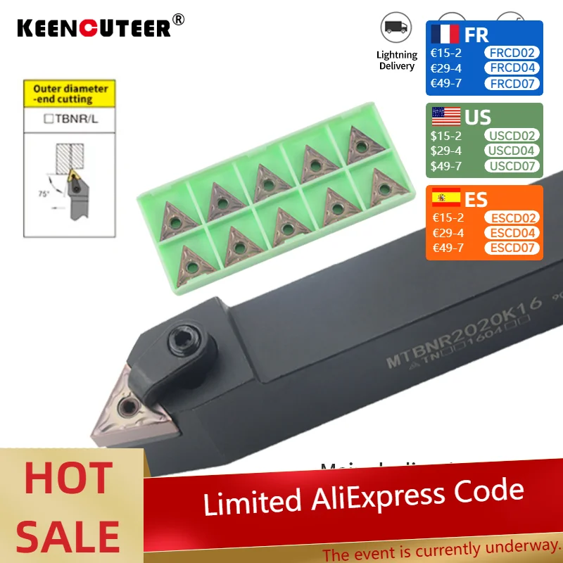 

1pc MTBNR1616H16 MTBNR2020K16 MTBNR2525M16 External Turning Tool Holder TNMG Carbide Inserts MTBNR Lathe Cutting Tools Set