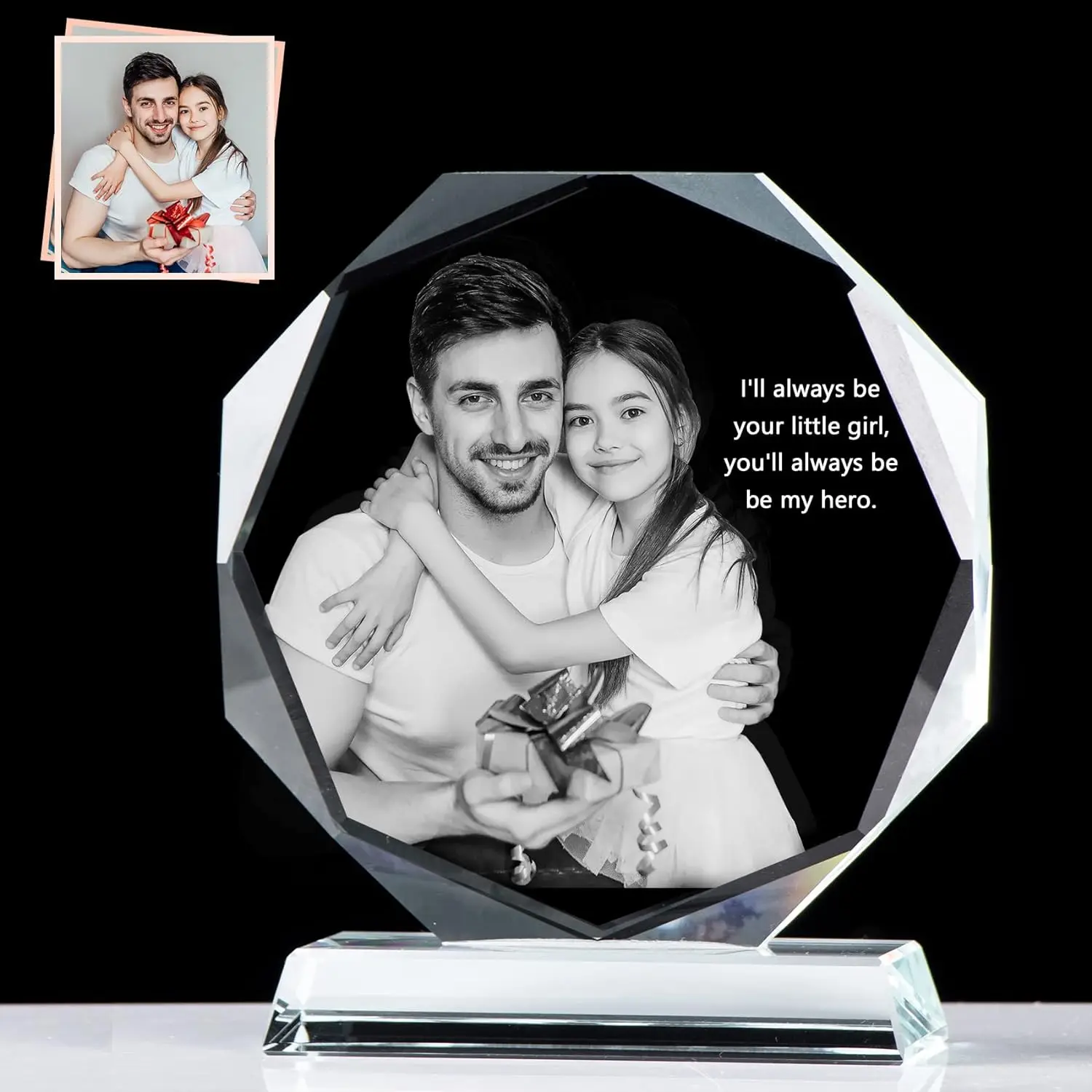 

Custom Gifts for Dad Who want Nothing from Daughter son Crystal Octagonal Photo Frame father Birthday Gifts Personalized Picture