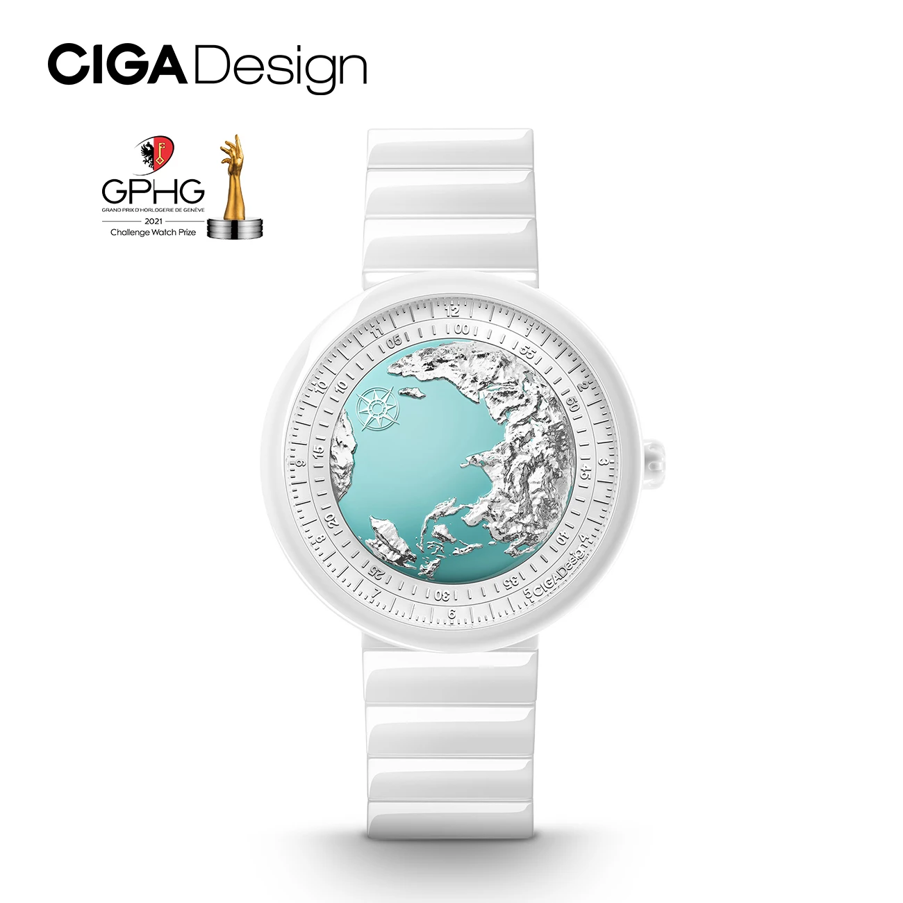 CIGA Design Women\'s Luxury Automatic Watch U Series Blue Planet Ice Age Ceramics Strap Mechanical Watches Exquisite Timepiece