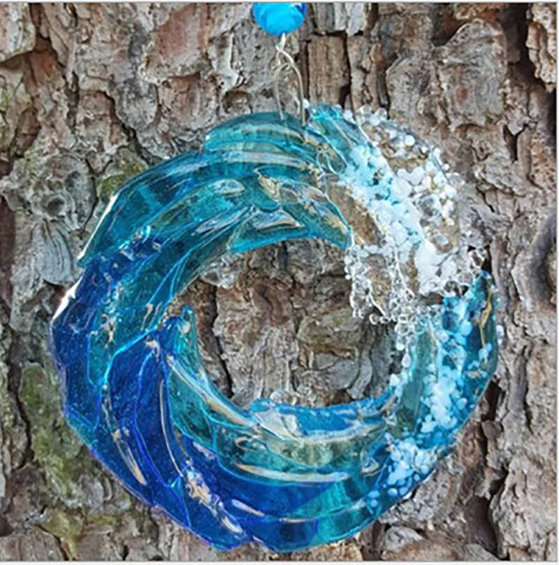 Resin Ocean Wave Pendant - Handmade Blue Sea Decor for Beach Lovers | Unique Gift for Women & Men
