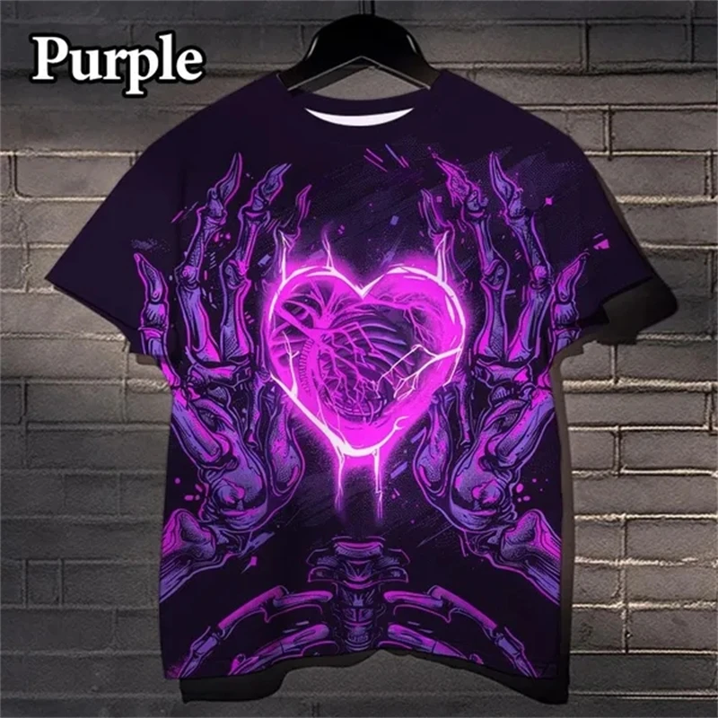 

Heart Shape Art 3D Printing T Shirts Fashionable Men's And Women's Personalized Street Summer Short Sleeve T-shirts Graphic Tops