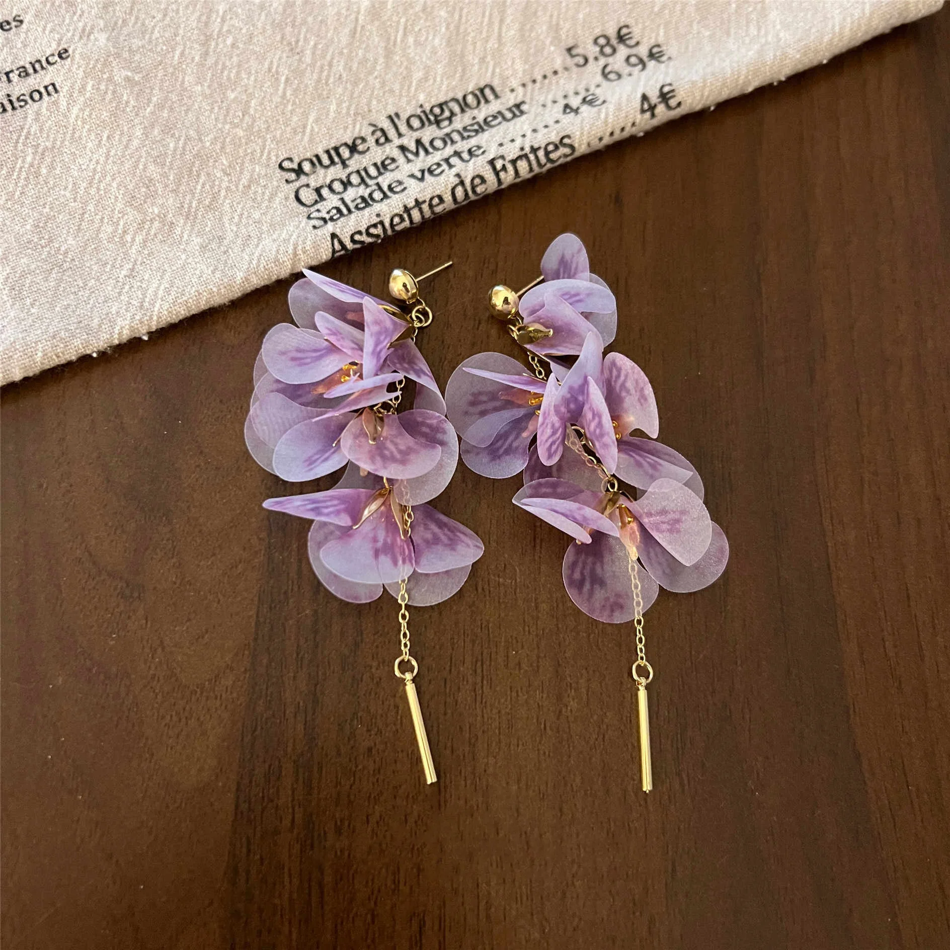Sweet Pink Flower Long Tassel Earrings For Women Yarn Mesh Earrings Pendientes Fashion Summer Jewelry Holiday Accessories Gifts