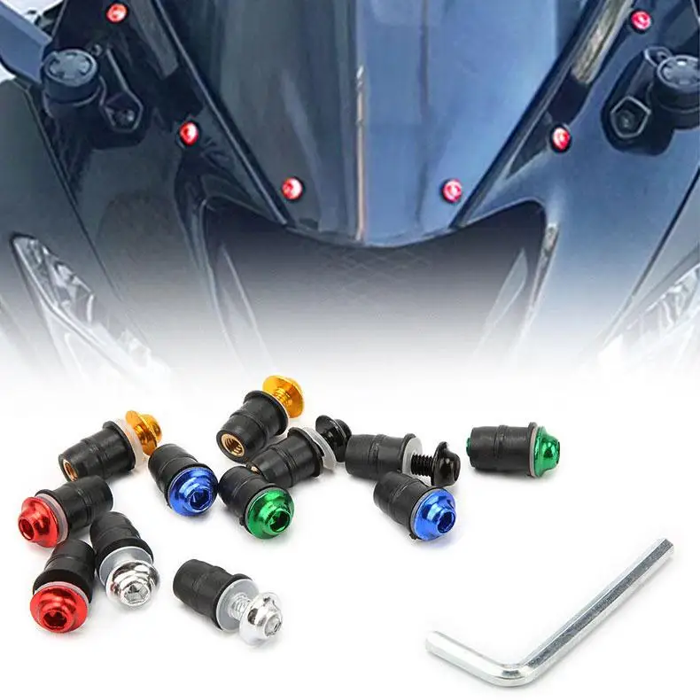 10pcs M5 x 16mm Motorcycle Windshield Bolts Screws Nut Fastener Kit Windscreen Mounting Modified Parts dropshipping