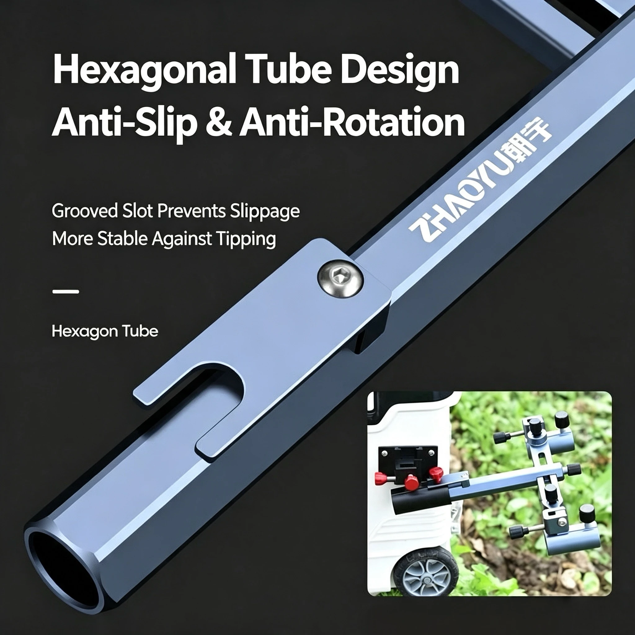 MULTIFUNCTIONAL UNIVERSAL DUAL FISHING ROD HOLDER FOR FISHING BOX, FISHING CHAIR, FISHING PLATFORM