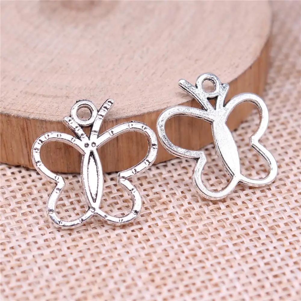 20pcs Charms 19x19mm Butterfly Charms For Jewelry Making DIY Jewelry Findings Antique Silver Plated Alloy Charms Pendant