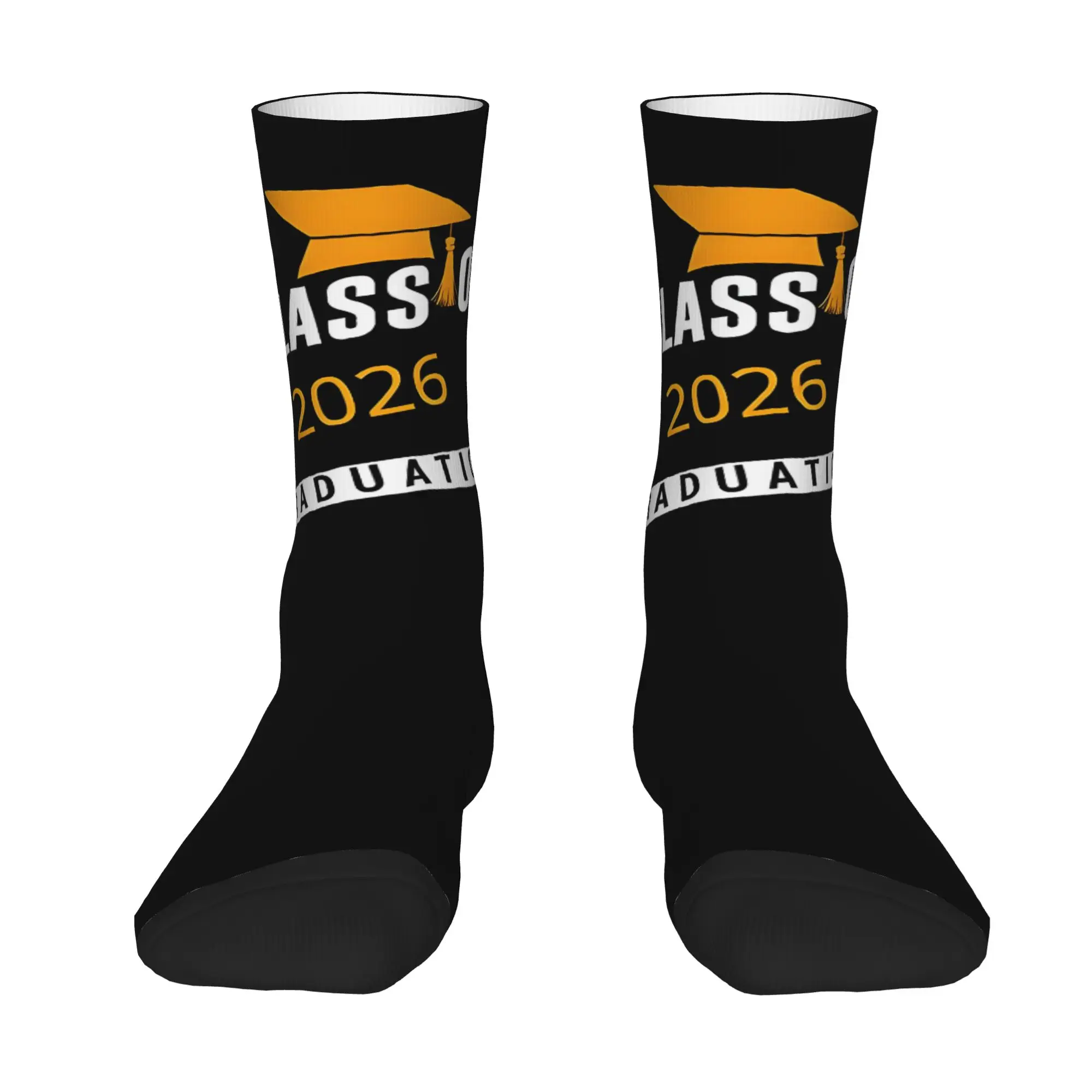 Funny Sock Graduation in 2026 Class Of 2026 Graduation Hip Hop Seamless Pattern Printed Men Crew Socks Casual Men's Socks