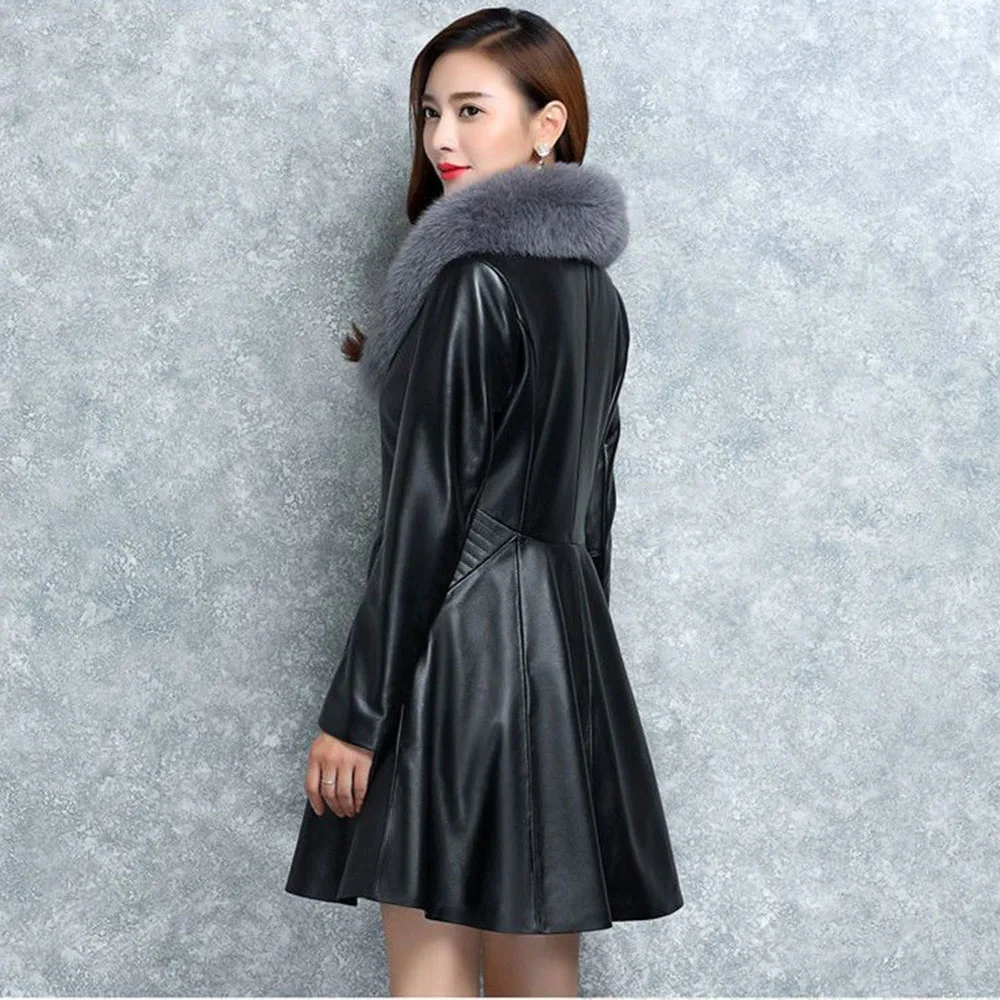 Autumn And Winter New Women's Fur Fur Imitation Fox Fur Collar Temperament Long Loose Slim Korean Fashion Fur Coat Female Tide.