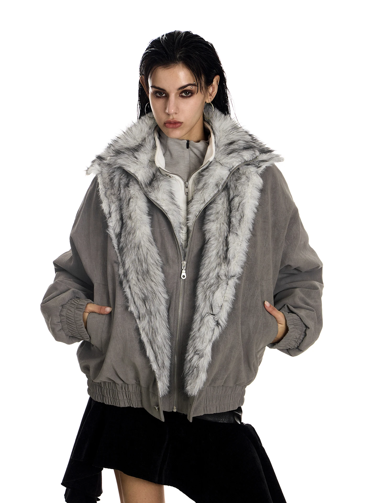 

023start Хлопковая парка унисекс с пышным воротником-стойкой, оверсайз, в уличном стиле, осенне-зимняя, на молнии