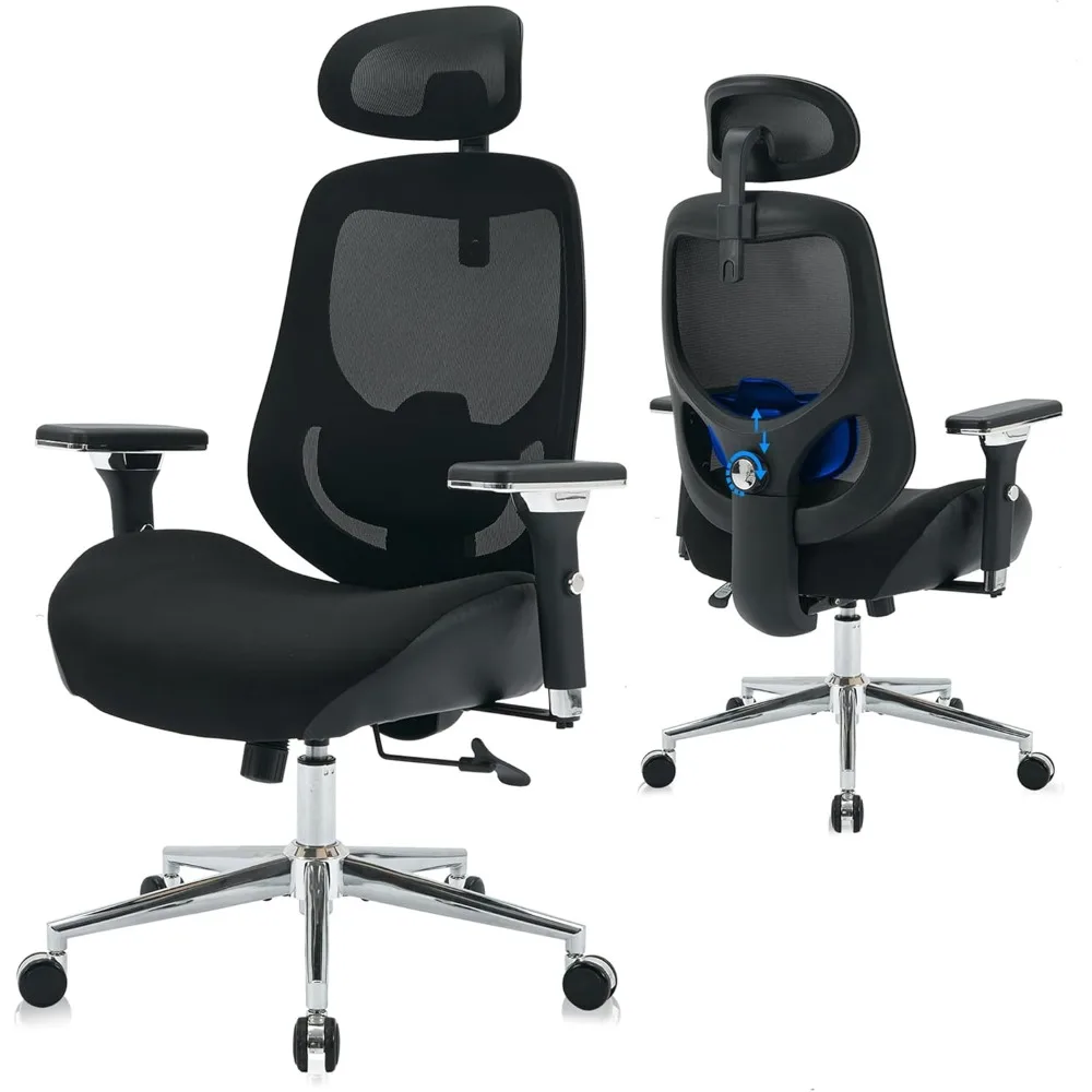 Ergonomic Office Chair with 4D Adjustable Arms for Tall People Mesh High Back Chair with Lumbar Support and Headrest