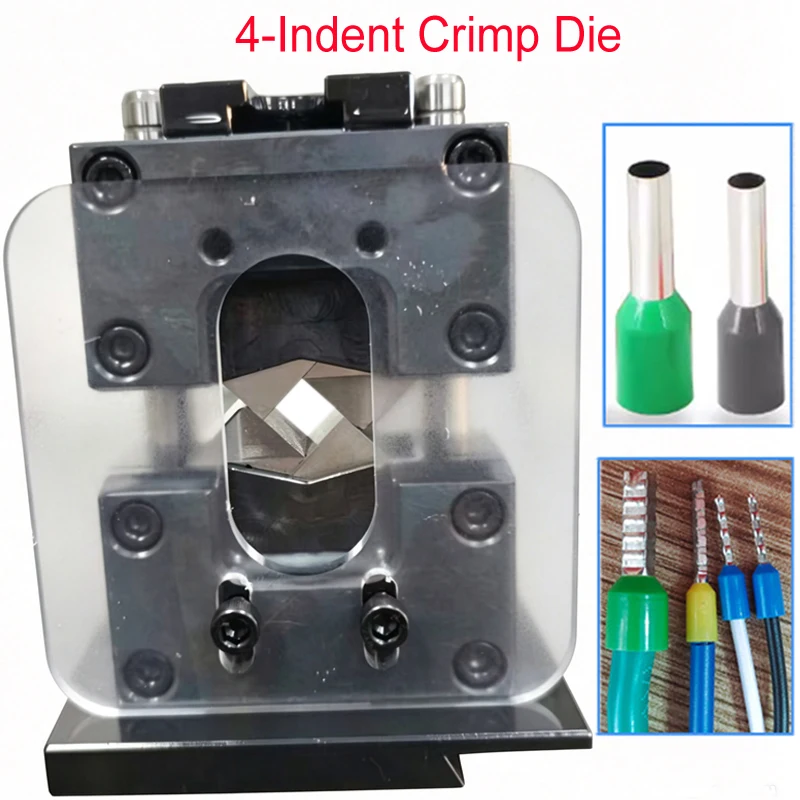 High Precision Four-Indent Crimp Applicator Quad-Sided Die for Wire Ferrule Tubular Terminal Pin Connector Press Machine Tool