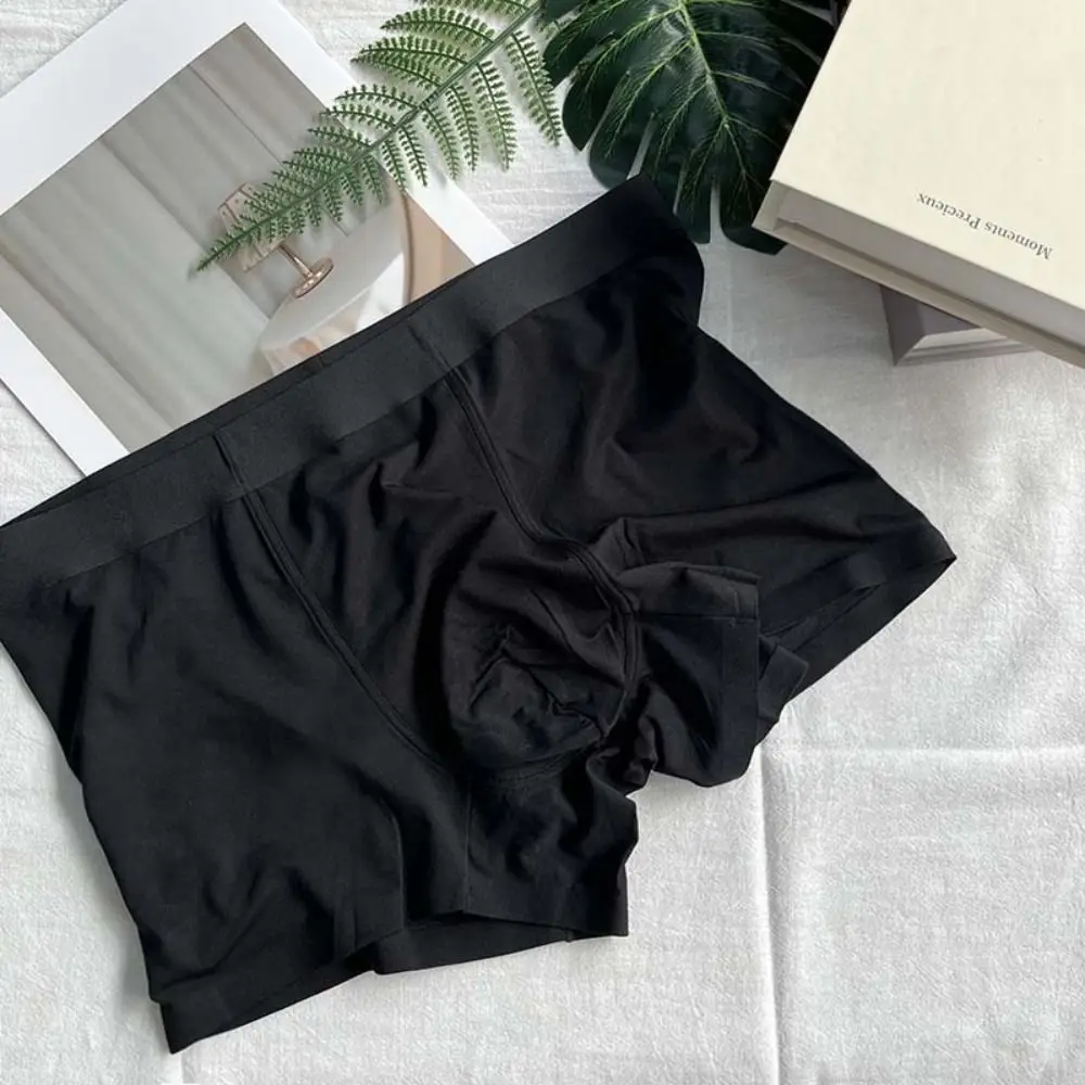 

3PCS Elastic Model Men's Flat Panties Large Size Mid Waist Boxer Shorts Male Breathable Seamless Men Underwear Male
