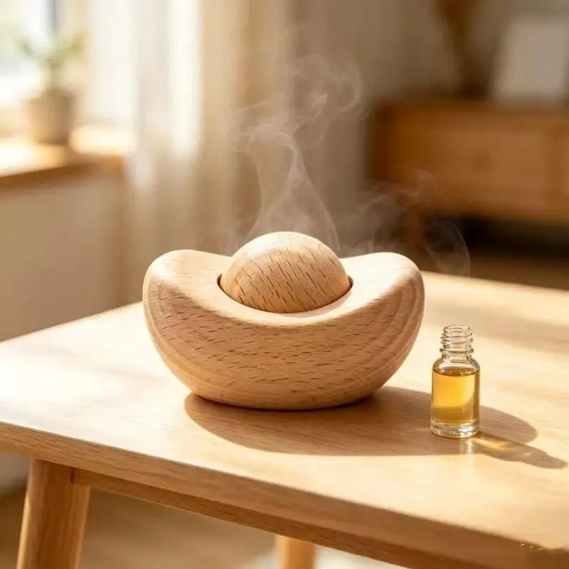 Natural Beech Wood Essential Oil Diffuser, Design For Home Office & Yoga Space