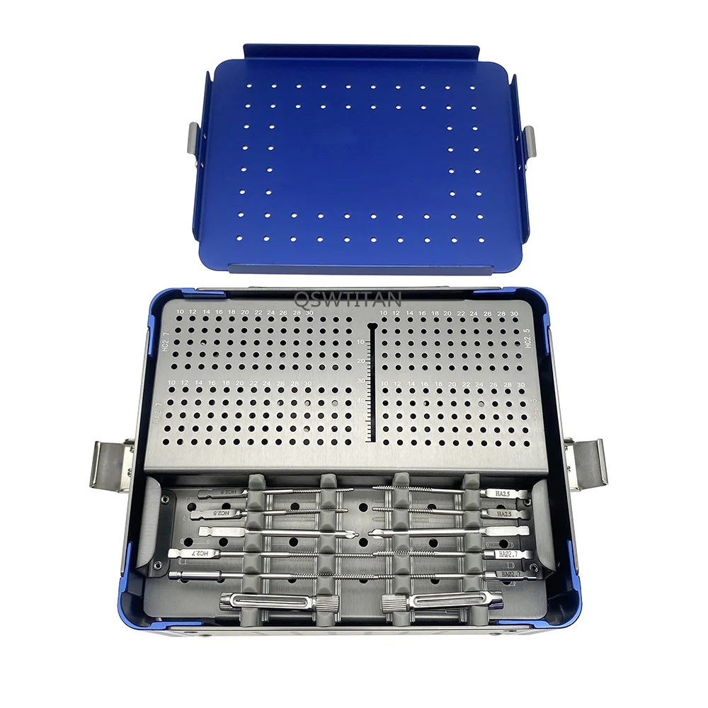 Zestaw instrumentów ortopedycznych 2,5 mm-2,7 mm Mini zestawy płytek blokujących do chirurgii urazowej kości palca ze stali nierdzewnej