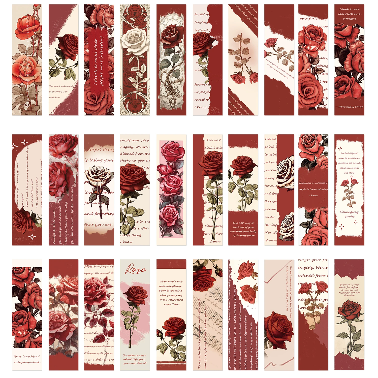 30PCS Rose Factory Bookmarks European and American Bar Gift Reading Annotations For Living Cartoon Room Card pages book marks