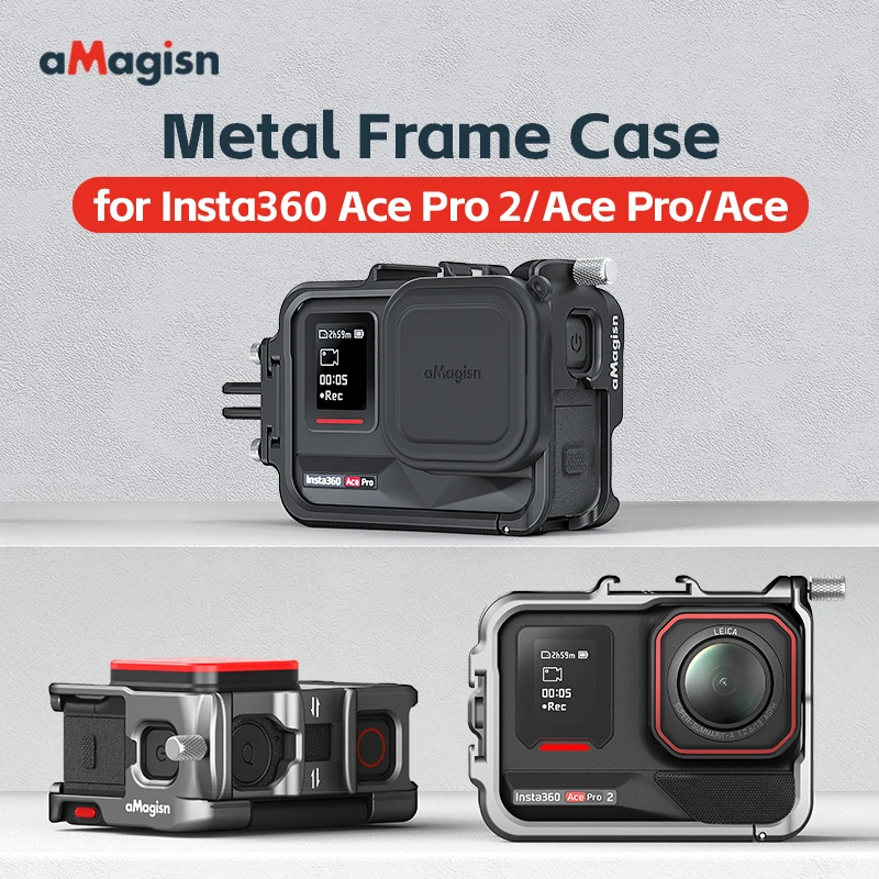 

Для Insta360 Ace/ACE Pro 2, металлическая клетка, рамка, корпус из алюминиевого сплава, силиконовая крышка объектива, крепежный кронштейн, аксессуар для камеры