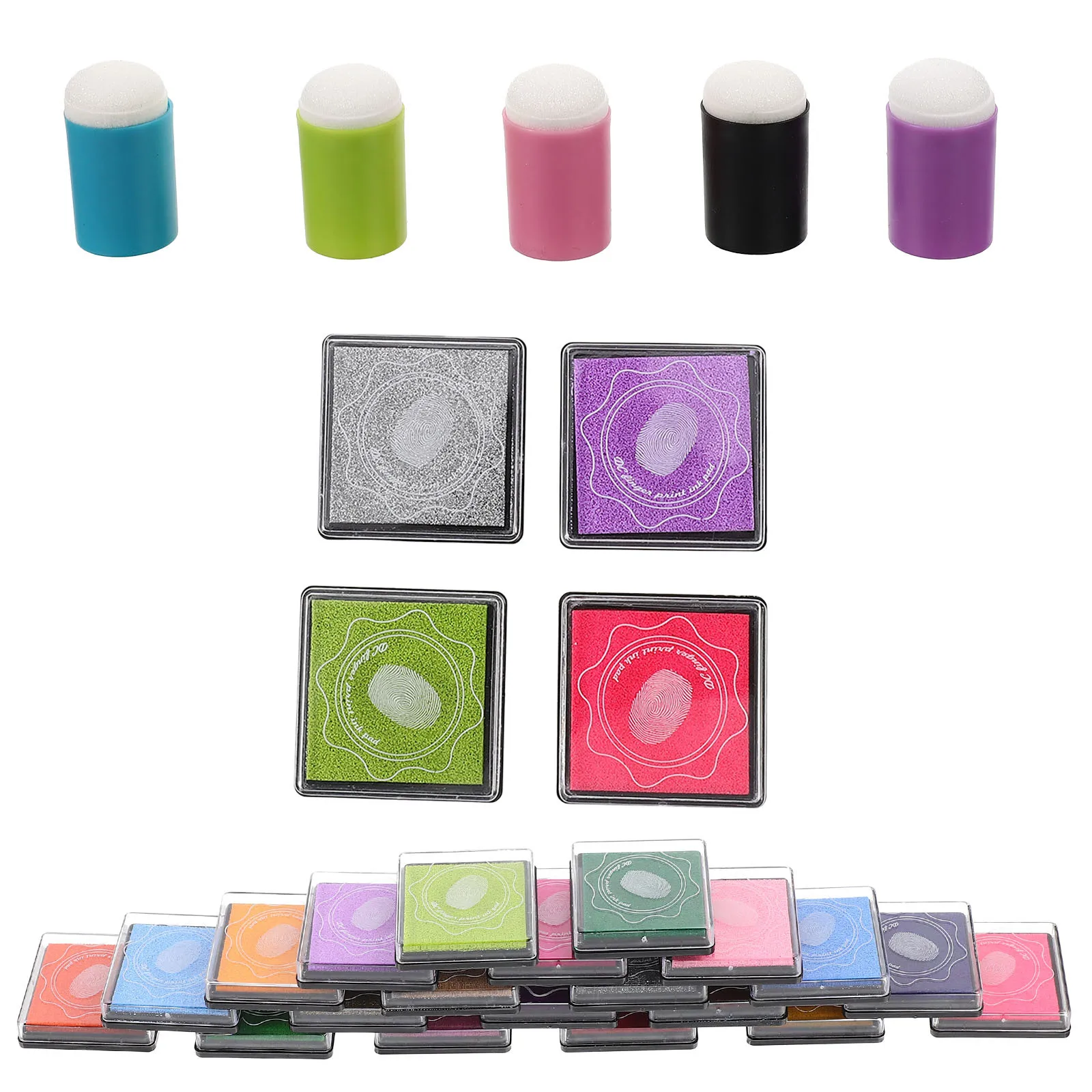 1 set 1 Set Diy Painting Finger Sponge Stamps With Ink Pad For Kids Graffiti Tools Art Craft Activities Sponge Daubers Painting