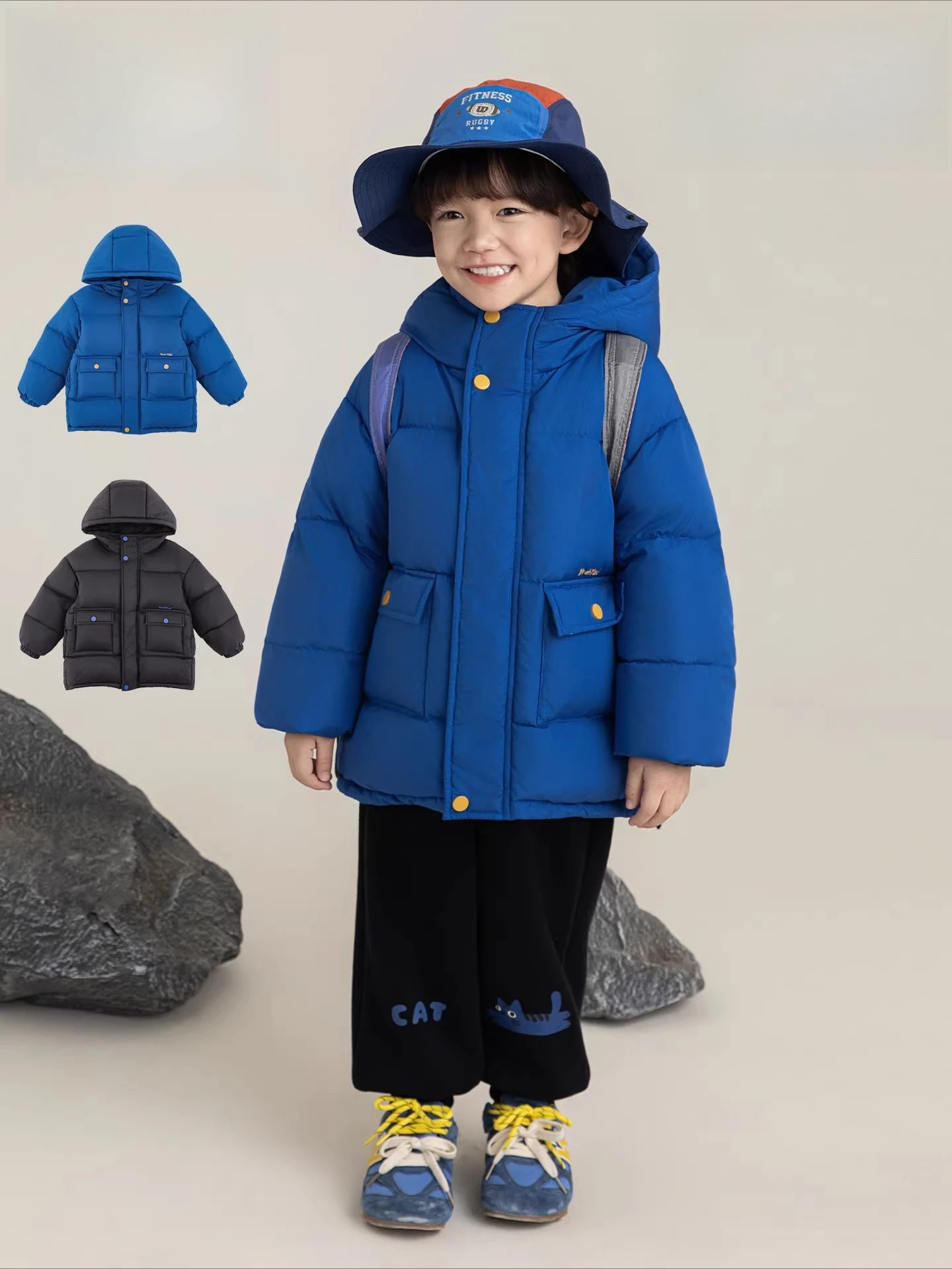 Boys 95 White Duck Down Coat 2026 Ultra Light Thermal Lock Hooded New Year Gift 1-7 Years