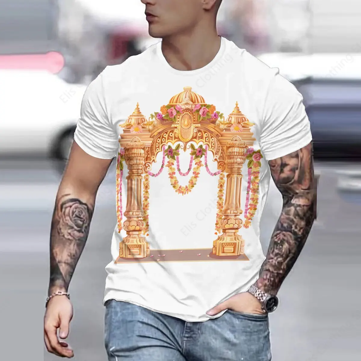 Hindu Wedding Floral Wedding Mandap with Ornate Decorations T-shirts men women casual t-shirts unisex streetwear