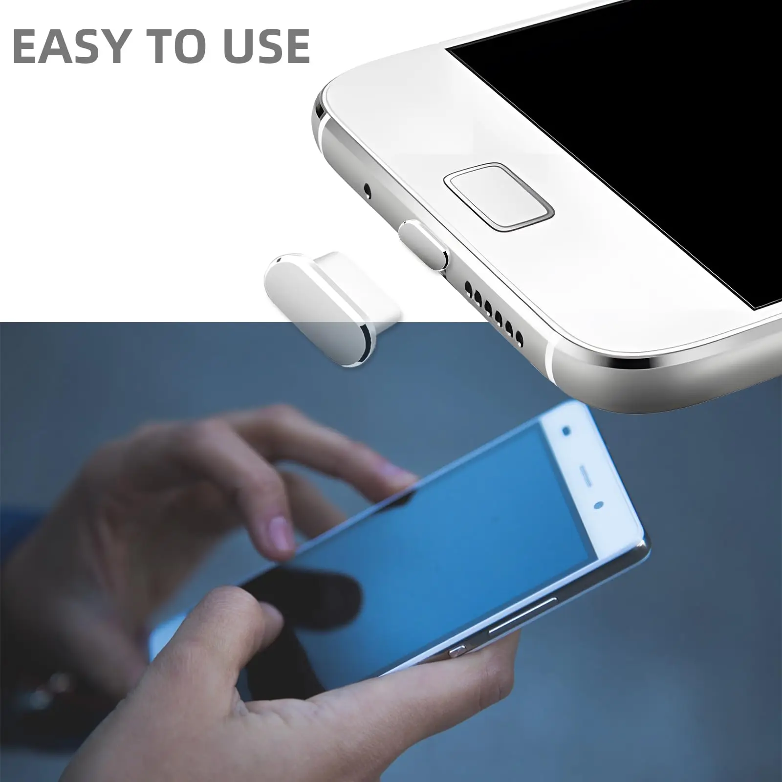 2pcs Metal Type-C Dust Plug , Type C Charging Port Plug Protector Caps  for Samsung Huawei Xiaomi Phone Dustplug Caps image 5