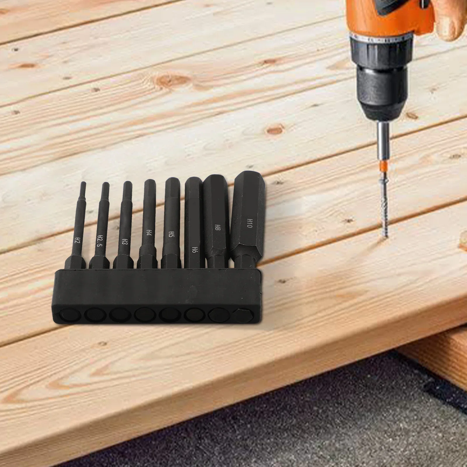 

8pcs 65mm 1/4inch Shank Magnetic Black Hexagon Head Hex Screwdriver Bits Drill Tools For Manual Electric Screwdriver
